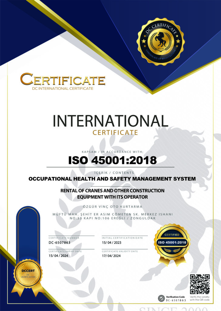 Özgür Vinç ISO 45001:2018